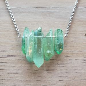 Devotionaluxe Green Quartz Crystal Necklace